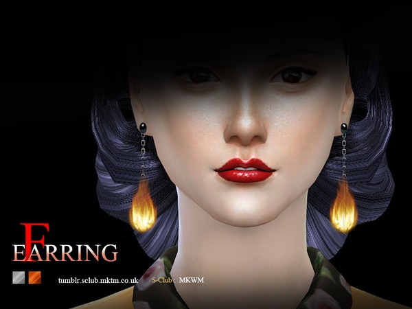 Sims 4 Flame Earrings by S Club MK&WM at TSR