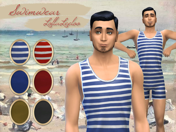 Sims 4 Vintage Swimming Suit by LollaLeeloo at TSR