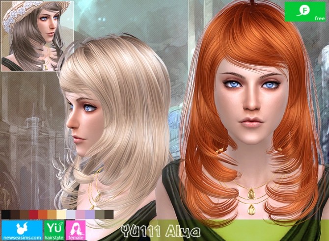 Sims 4 YU111 Alma hair (FREE) at Newsea Sims 4