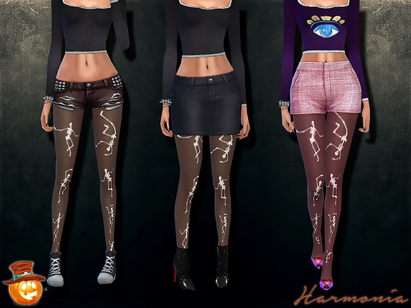 Sims 4 Halloween Dancing Skeleton Glow In The Dark Tights by Harmonia at TSR