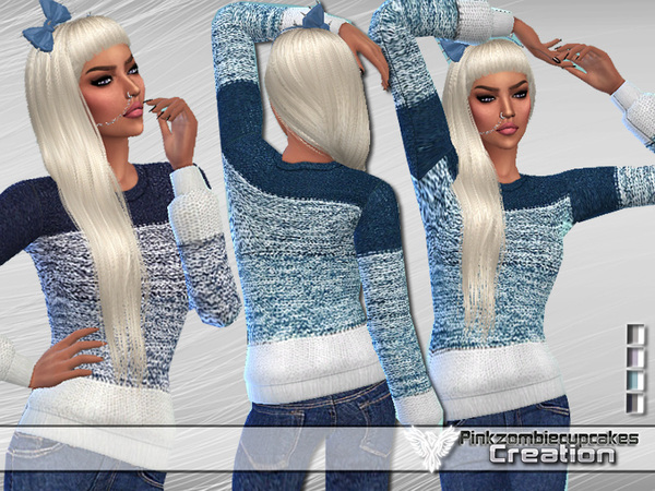 Sims 4 PZC Snowflake Gradient Sweater by Pinkzombiecupcakes at TSR