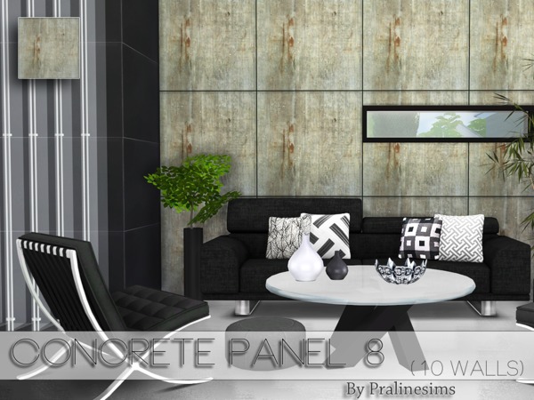 Sims 4 Concrete Panel Set 2 by Pralinesims at TSR