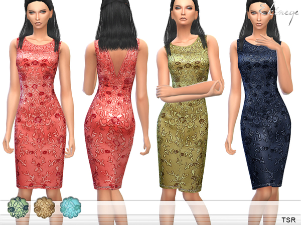 Sims 4 Flower Embellished Dress by ekinege at TSR