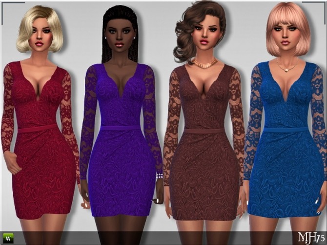 Sims 4 Kaliko Ruched Dress by Margie at Sims Addictions