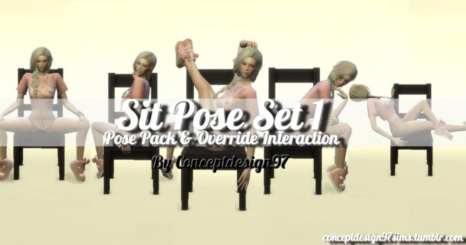 Sims 4 Sit Pose Set 1 Pack & Override Interaction at ConceptDesign97