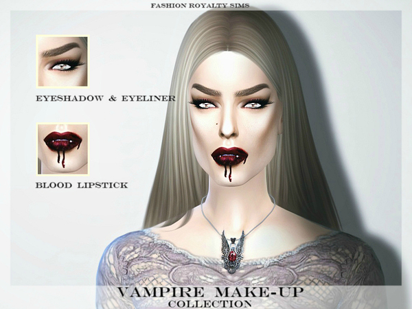 Sims 4 Vampire eyeshadow, eyeliner and lipstick by FashionRoyaltySims at TSR