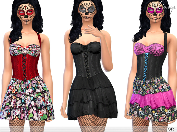 Sims 4 Halloween / Day Of The Dead dress by ekinege at TSR