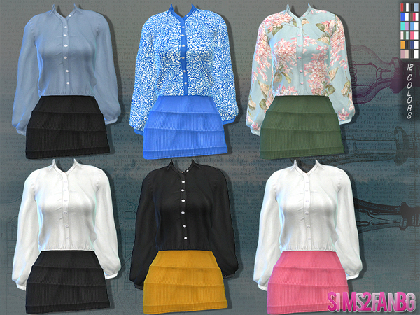 Sims 4 89 Mini skirt and shirt by sims2fanbg at TSR
