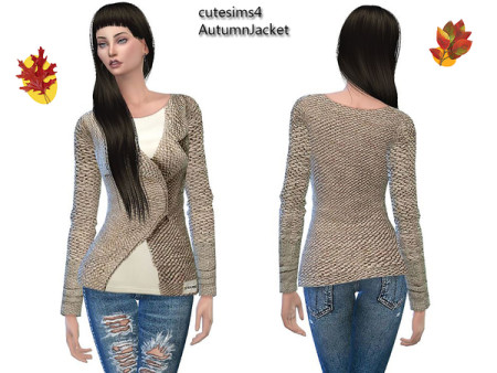 Autumn Jacket beige by sweetsims4 at TSR
