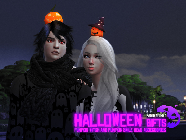 Sims 4 manueaPinny Pumpkin head accessories by nueajaa at TSR