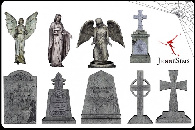 Sims 4 Cemetery statues and tombs at Jenni Sims