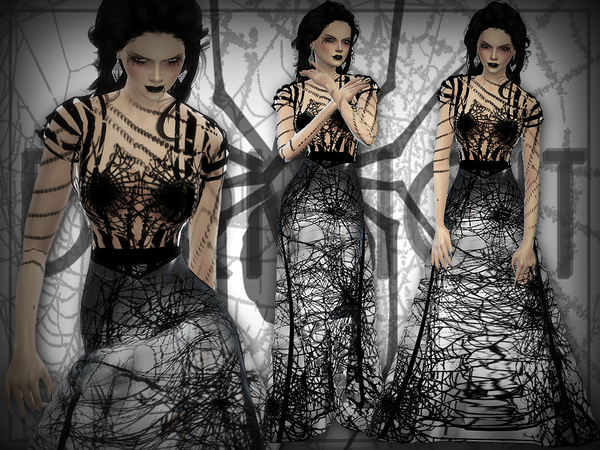 Sims 4 Black Widow dress by DarkNighTt at TSR
