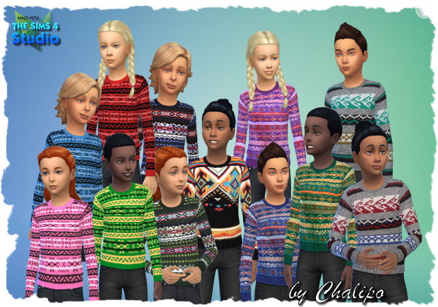 Sims 4 12 children sweaters by Chalipo at All 4 Sims