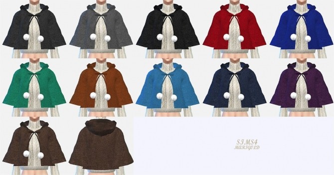 Sims 4 Female hood cape coat at Marigold