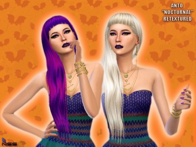 Sims 4 ANTO S4 HAIR NOCTURNAL RE TEXTURED at NiteSkky Sims