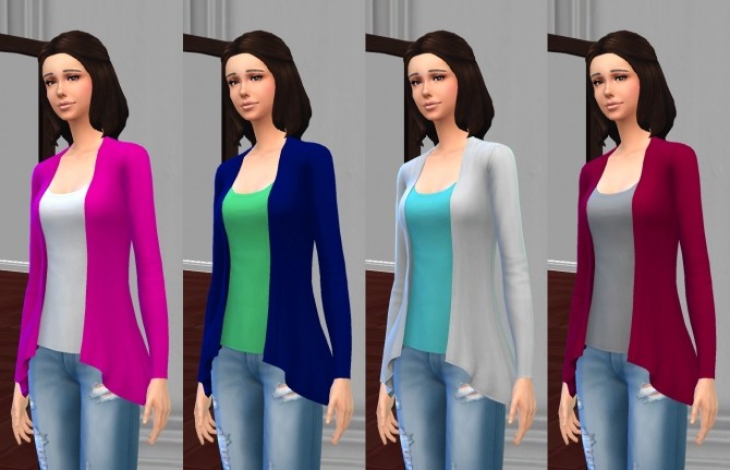Sims 4 Draped Cardigan Top in Basic & Ombre Colors by VentusMatt at Mod The Sims