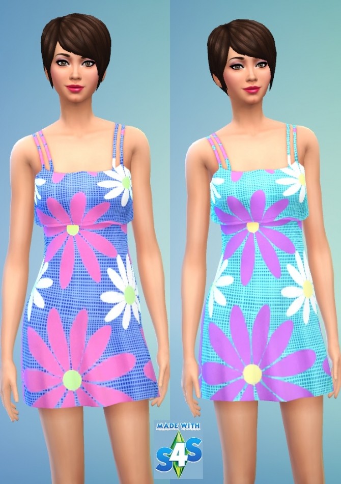 Sims 4 Flutter Dress Tropical Floral by wendy35pearly at Mod The Sims