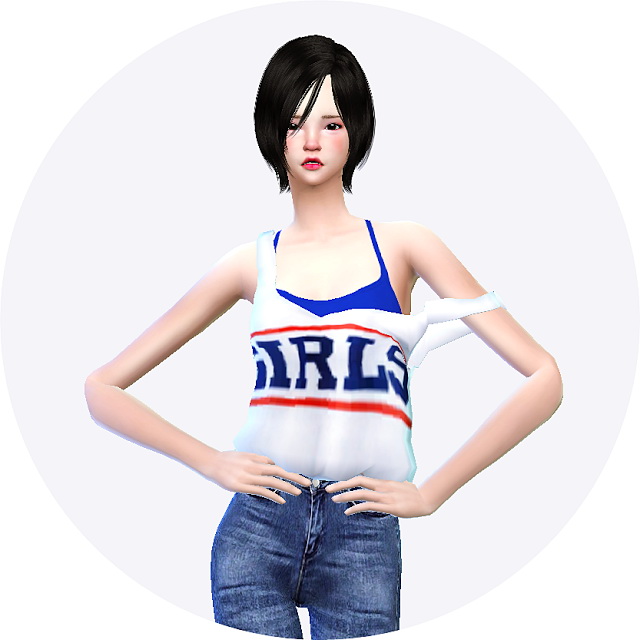 Sims 4 Tucked in tank top slipping down strap at Marigold