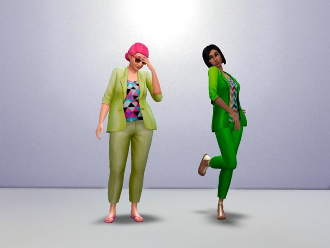 Sims 4 Patterned Shirt with Matching Jacket and Pants by Weeaboo at Mod The Sims