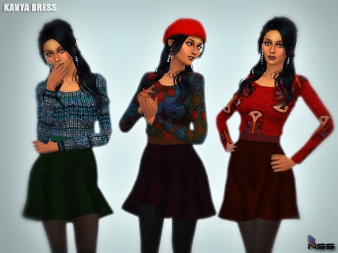 Sims 4 Kayva Fall Dress at NiteSkky Sims