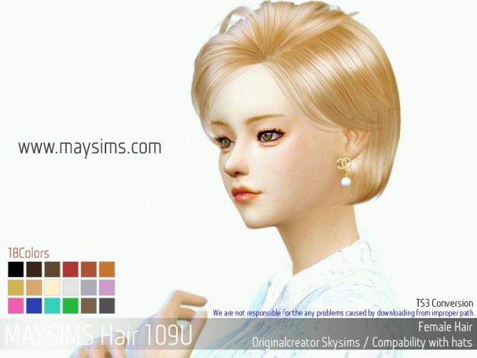 Sims 4 Hair 109 U (Skysims) at May Sims