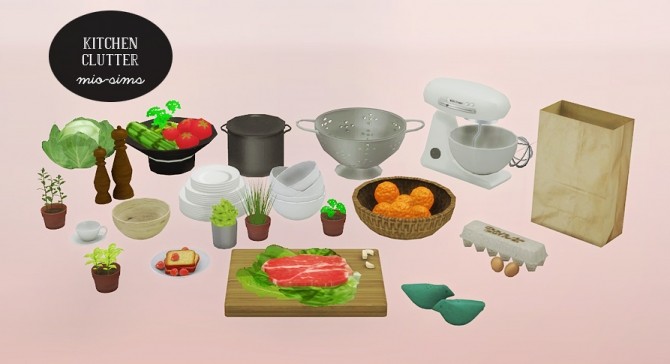 Sims 4 Kitchen clutter conversions at MIO