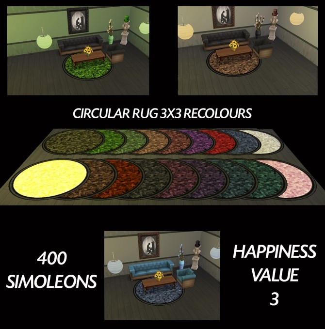 Sims 4 The Flaky Iris 18 Circle Rug 3X3 Recolours by Simmiller at Mod The Sims