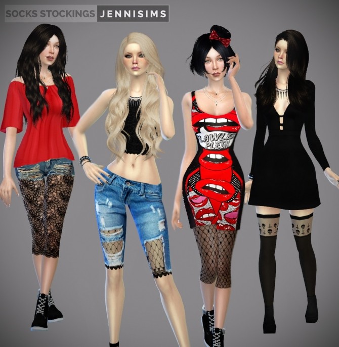 Sims 4 Socks Stockings Wonder Girls (12 designs) at Jenni Sims