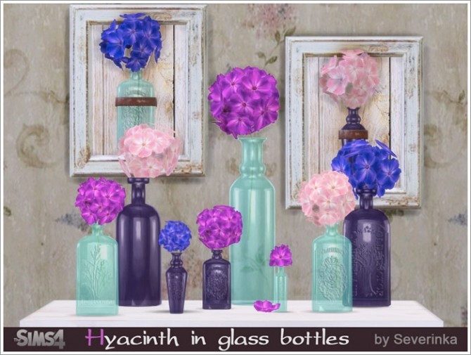 Sims 4 Hyacinth in glass bottles at Sims by Severinka