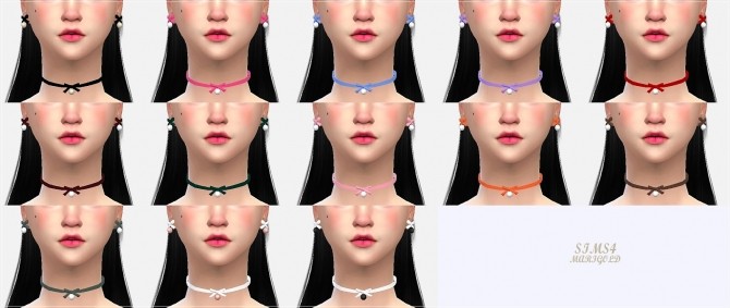 Sims 4 Thin ribbon choker & earrings at Marigold