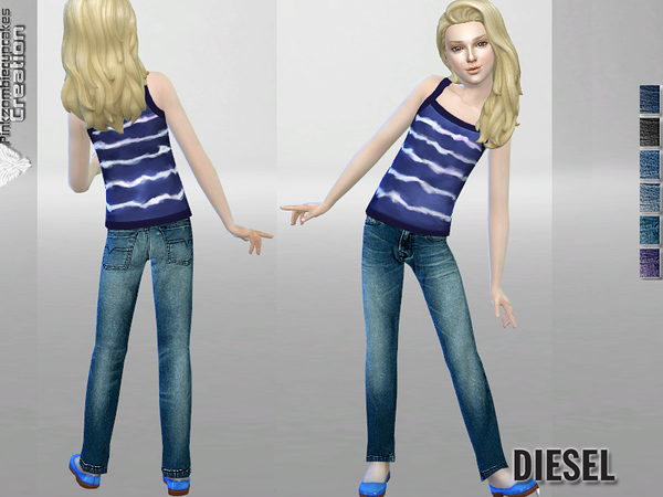 Sims 4 PZC Jeans for Kids by Pinkzombiecupcakes at TSR