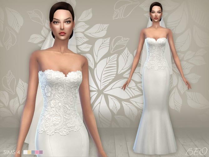 Sims 4 WEDDING DRESS 02 & VEIL at BEO Creations