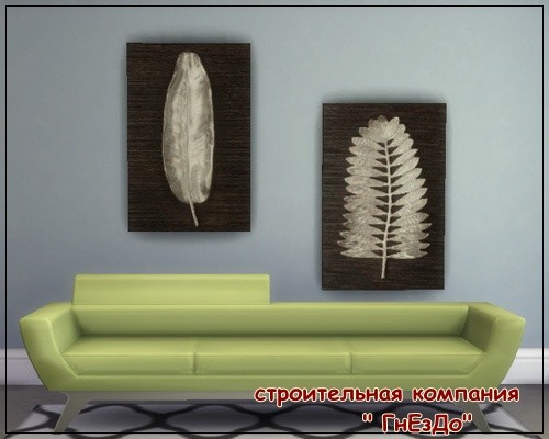 Sims 4 Silver Leaves 01 paintings at Sims by Mulena