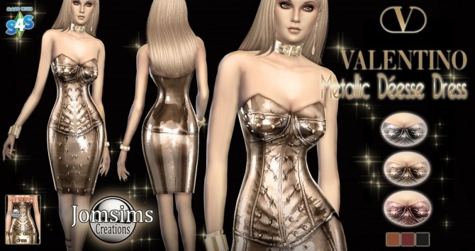 Sims 4 METALLIC DEESSE dress at Jomsims Creations