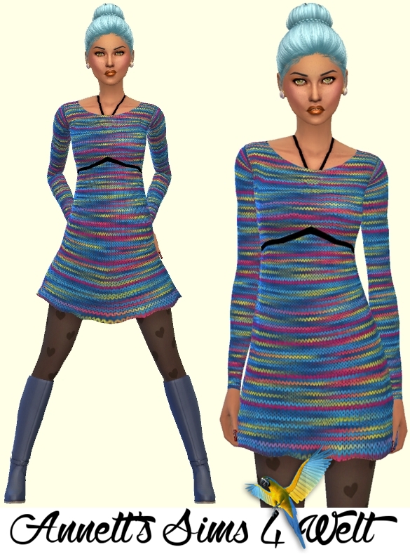 Sims 4 Motley Knitted Dresses at Annett’s Sims 4 Welt