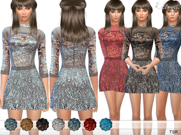 Sims 4 Short Dress With Lace Bodice by ekinege at TSR