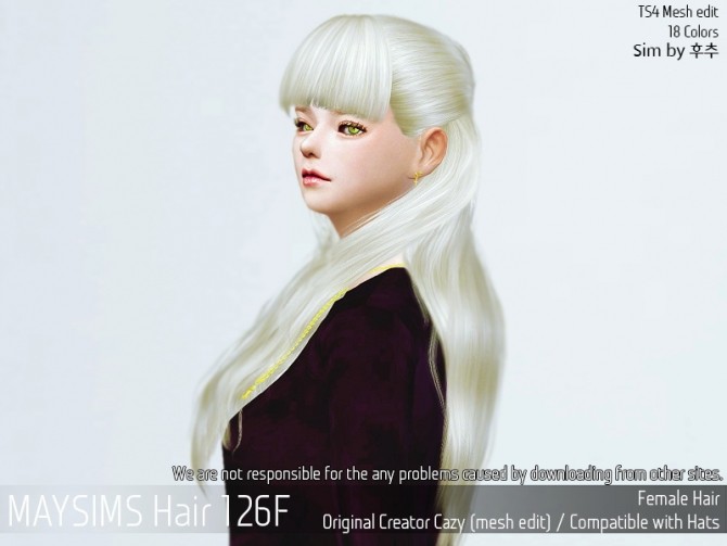 Sims 4 Hair 126F (Cazy) at May Sims