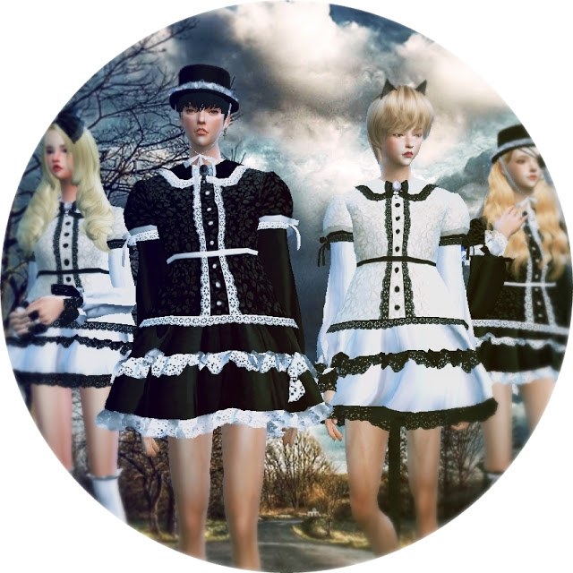 Sims 4 Male classic lolita mini dress at Marigold