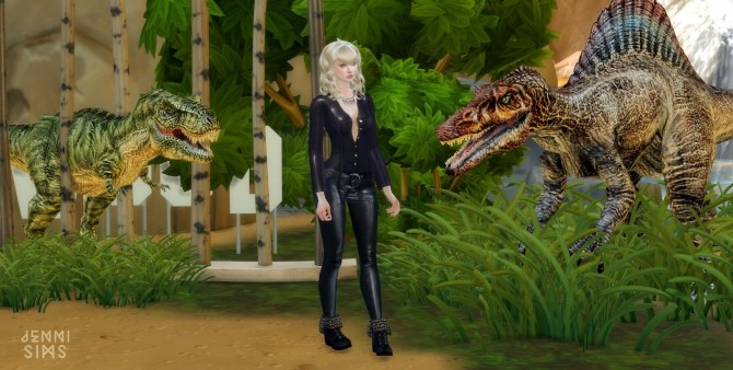 Sims 4 Hollywood Set: Jurassic Park, Sign, Dresstrailer, Dog at Jenni Sims