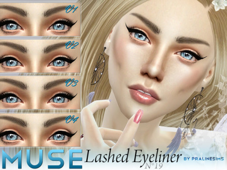 Muse Lashed Eyeliner 4 Styles N19 by Pralinesims at TSR » Sims 4 Updates