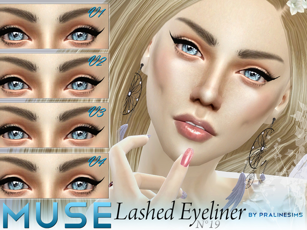 Sims 4 Muse Lashed Eyeliner 4 Styles N19 by Pralinesims at TSR