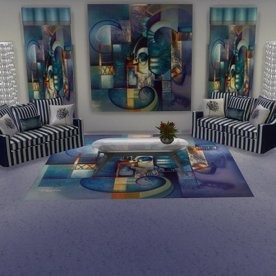 Sims 4 Lunaria Painting, rug and curtain at Trudie55