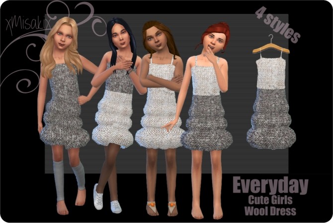 Sims 4 Cute Girls Wool Dress at xMisakix Sims