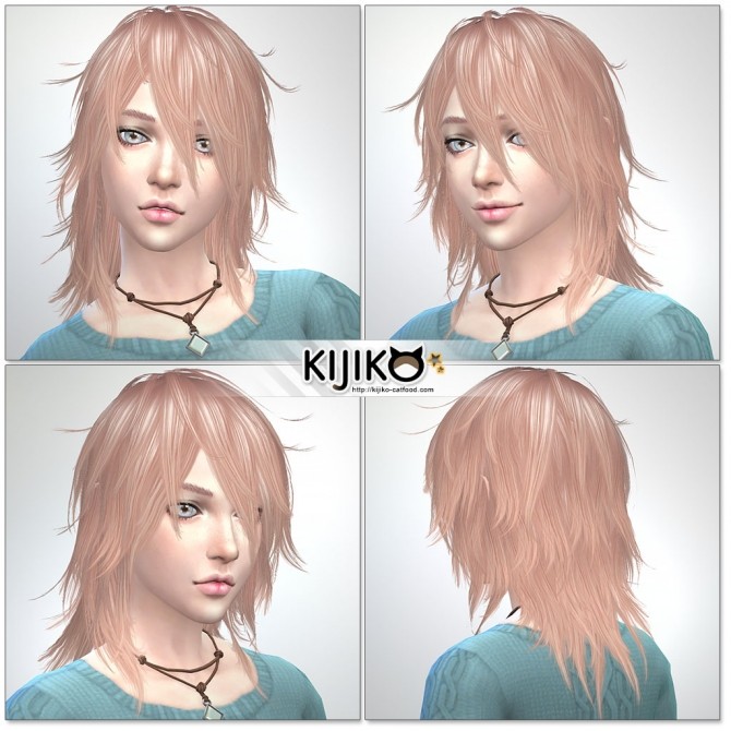 Sims 4 Pink & Fluffy hair F TS3 to TS4 conversion at Kijiko
