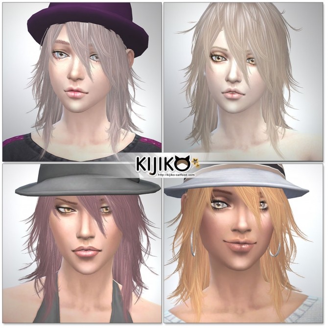 Sims 4 Pink & Fluffy hair F TS3 to TS4 conversion at Kijiko