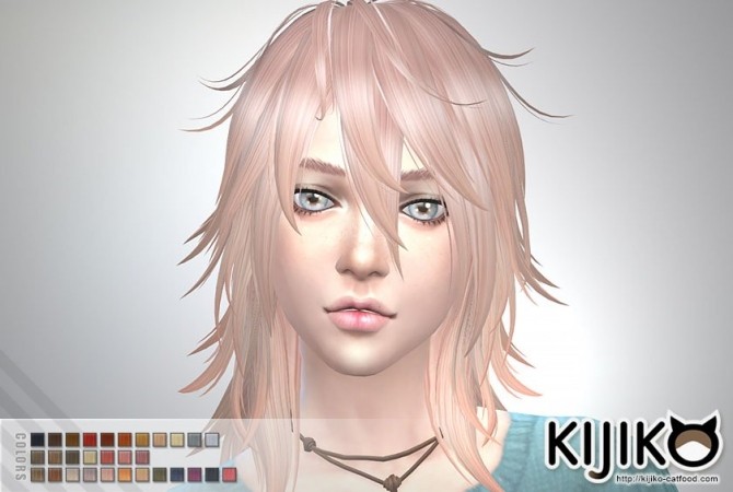 Sims 4 Pink & Fluffy hair F TS4 edition at Kijiko