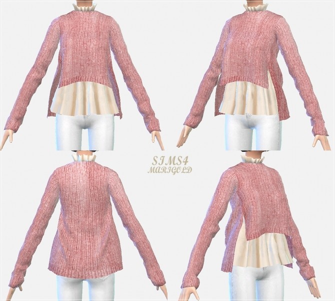 Sims 4 Side vent sweater with flare shirt at Marigold
