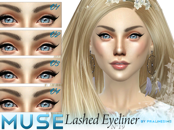 Sims 4 Muse Lashed Eyeliner 4 Styles N19 by Pralinesims at TSR