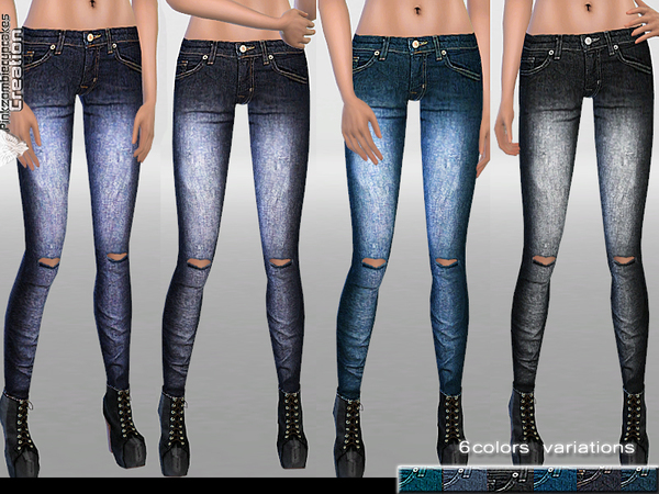 Sims 4 Mid Rise Faded Denim by Pinkzombiecupcakes at TSR