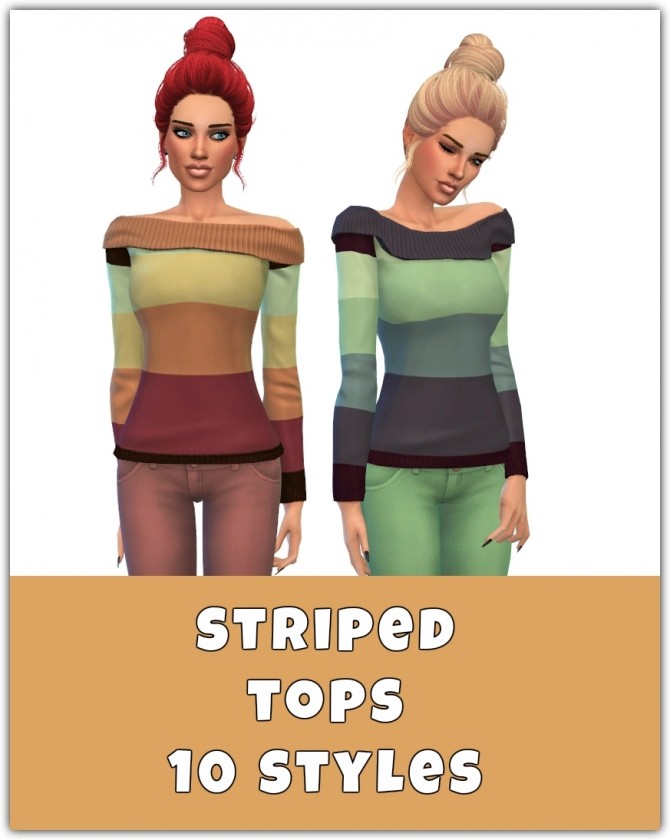 Sims 4 Striped Tops at Maimouth Sims4